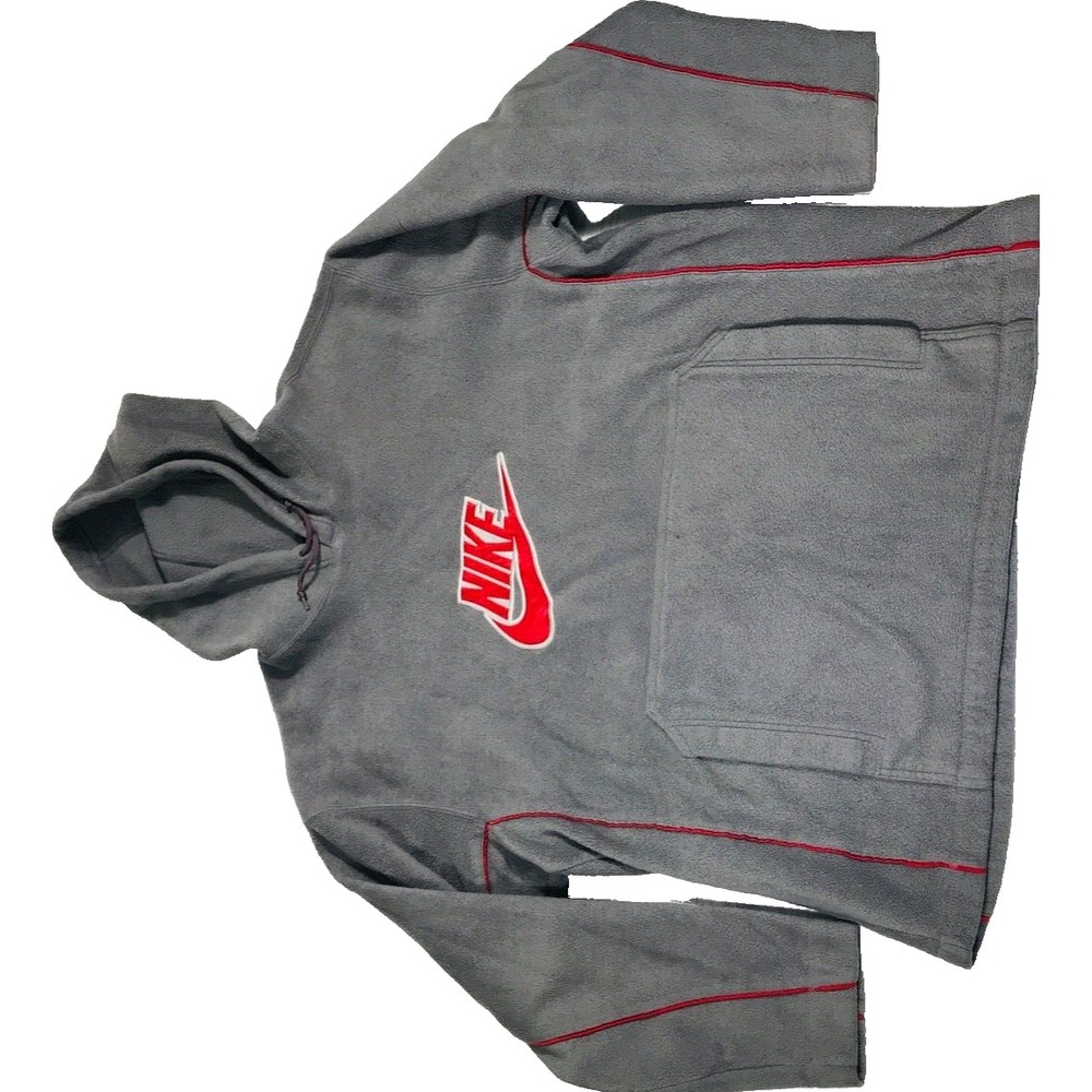 Vintage Y2K Nike Hoodie Men XL Gray Fleece Big Logo Center Soft Pockets Sports